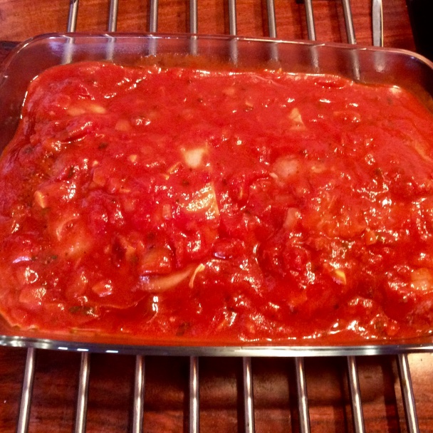 Plnené kuracie prsia pečené v paradajkovej omáčke s mozzarellou (fotorecept)  - obrázok 3