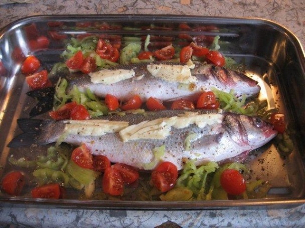 Pečený mořčák (mořský vlk) plněný zeleninou (fotorecept) - obrázok 7