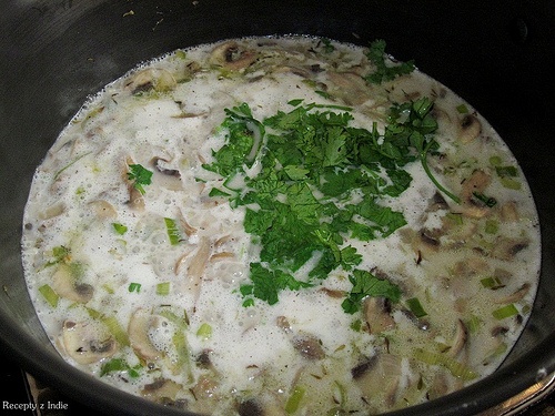 Šampiňónovo-pórková polievka s kokosovým mliekom - obrázok 3