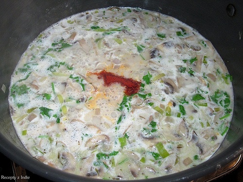 Šampiňónovo-pórková polievka s kokosovým mliekom - obrázok 4