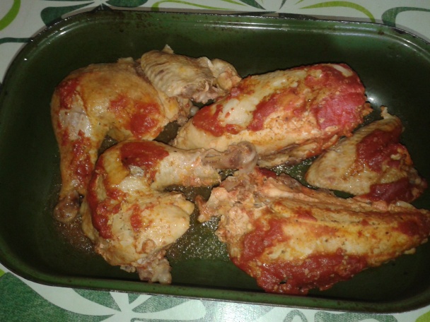 Kurča s rajčinami pečené - obrázok 1