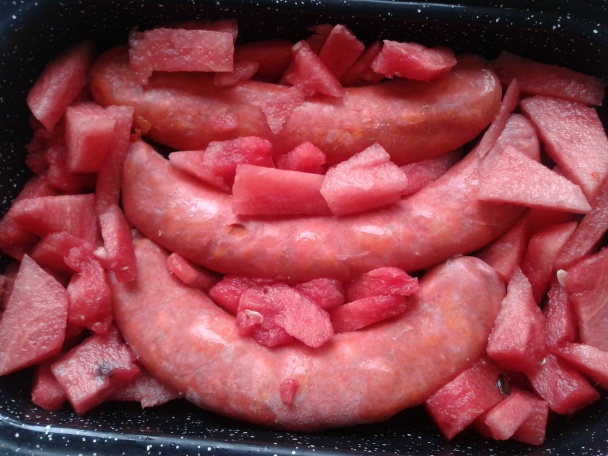 Dyňa červená zapekaná s klobáskou (fotorecept) - obrázok 1