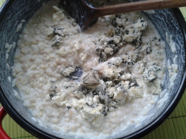 Mliečna ryža so syrom s modrou plesňou a kuracími kúskami (fotorecept) - obrázok 6