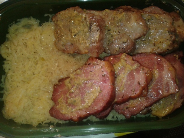 Bravčová krkovička s provensalským korením na kapuste a so šampiňónmi (fotorecept) - obrázok 4