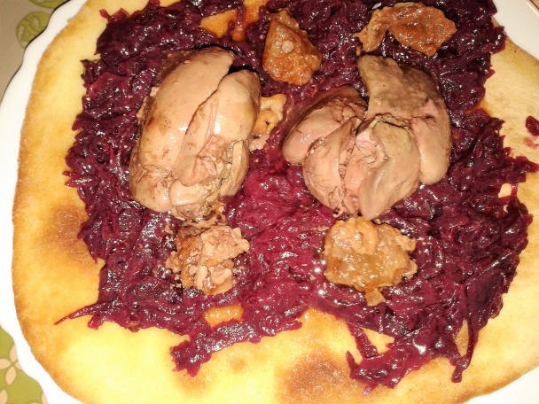 Kačacia pečeň s červenou kapustou a lokšou (fotorecept) - obrázok 11