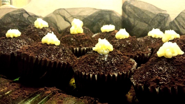 Kakaové muffinky s kúskami mliečnej a horkej čokolády - obrázok 2