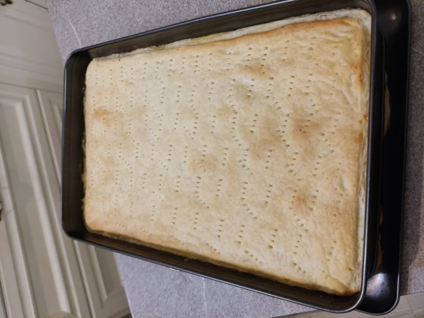 Pudingové rezy z lístkového cesta s broskyňami (fotorecept) - obrázok 4