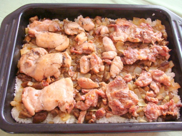Zapekaná ryža s hubami a mäsom (fotorecept) - obrázok 4