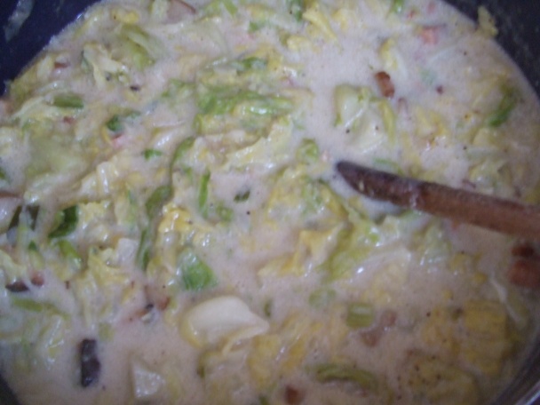 Dušená kapusta se smetanou, haluškama a chobotničkama z párků (fotorecept) - obrázok 4