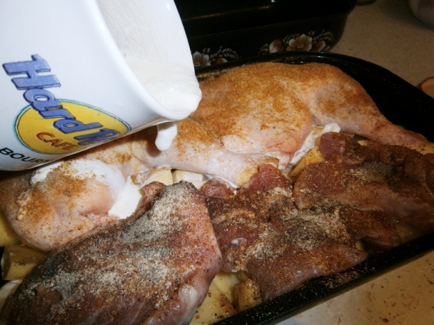 Eintopf - kuracie stehná, bravčové mäso, zemiaky (fotorecept) - obrázok 6