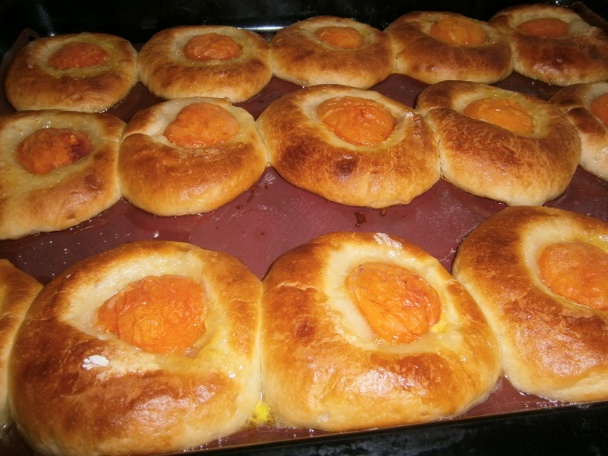 Koláč z kysnutého cesta plnený čokoládovým pudingom a marhuľami (fotorecept) - obrázok 10