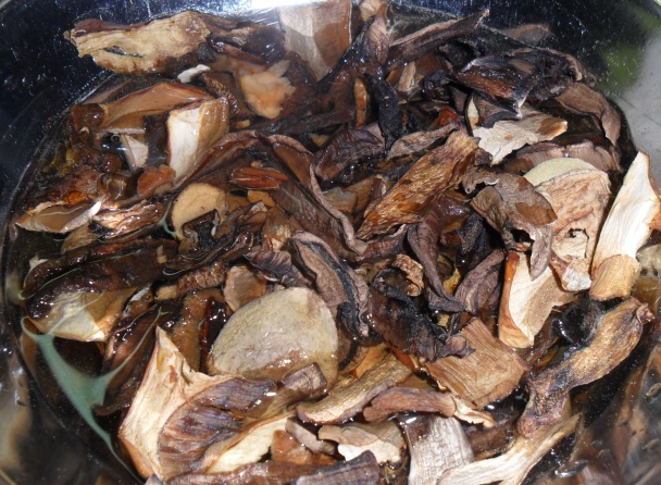 Polievka zo sušených lesných húb a čerstvých šampiňónov (fotorecept) - obrázok 1