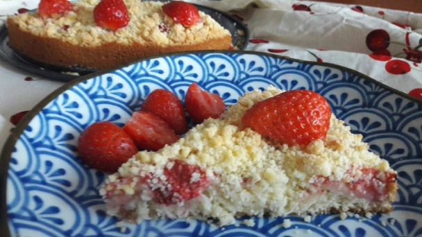 Jahodový koláč s posýpkou (bez vajec) (fotopostup) - obrázok 9