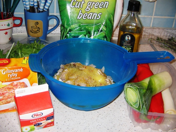 Hydina so zelenou fazuľkou a rukolou - obrázok 1