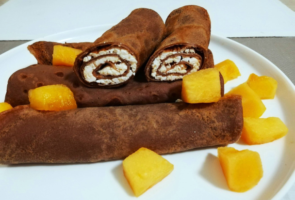 Čokoládové palacinky s tvarohom a žltým melónom - obrázok 7