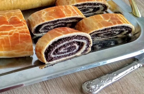 Vianočný mramorovaný makový „bejgli“ závin - obrázok 6