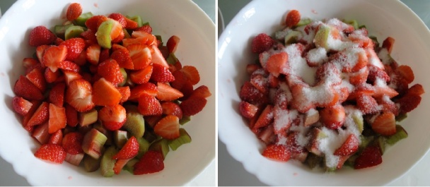 Jemný rebarborovo-jahodový koláč s tvarohom a so snehovou čiapočkou (fotorecept) - obrázok 2