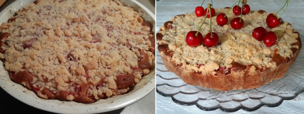 Výborný kefírový koláč s čerešňami a posýpkou (fotorecept) - obrázok 5