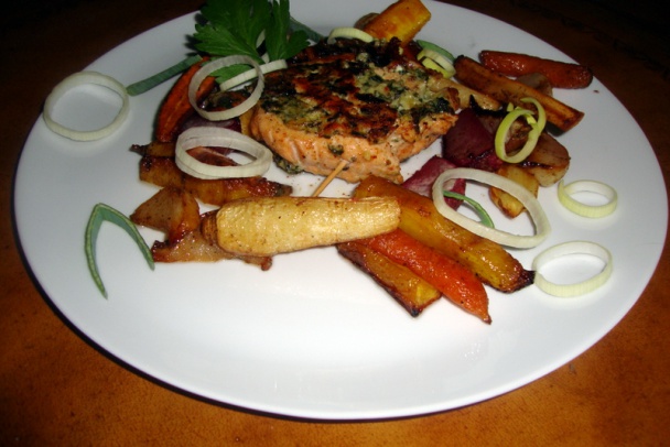 Pečená koreňová zelenina so závitkami z lososa (fotorecept) - obrázok 6