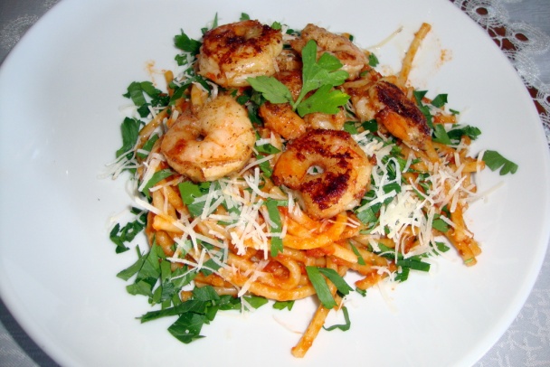 Cestoviny bucatini s krevetami a arrabbiata omáčkou (fotorecept) - obrázok 4