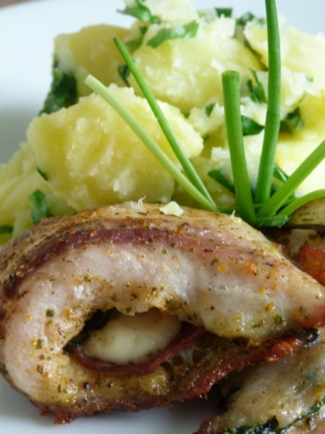 Rybie filety so salámou, medvedím cesnakom a nivou (fotorecept) - obrázok 2