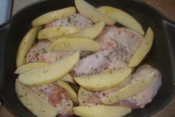 Frišne kurče v tepši (fotorecept) - obrázok 1