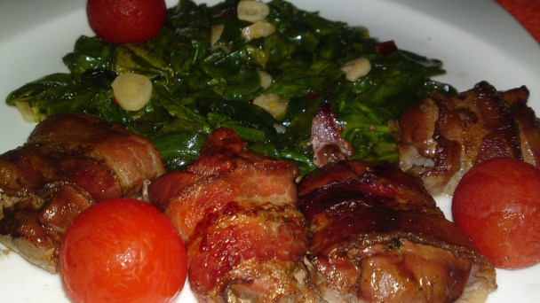 Pečená kuracia pečeň obalená v bakoňskej slanine s pikantným baby špenátom (fotorecept) - obrázok 14