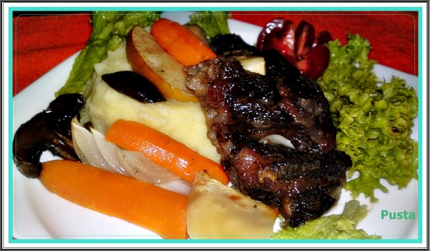 Teľacie líčka pomaly pečené na Chardonnay s jablkom, portobello a zeleninou (fotorecept) - obrázok 11