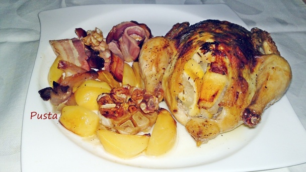 Pečené baby kuriatka s bylinkovým maslom, citrónom a bakoňskou slaninou (fotorecept)  - obrázok 19