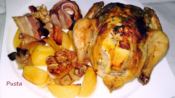 Pečené baby kuriatka s bylinkovým maslom, citrónom a bakoňskou slaninou (fotorecept)  - obrázok 20