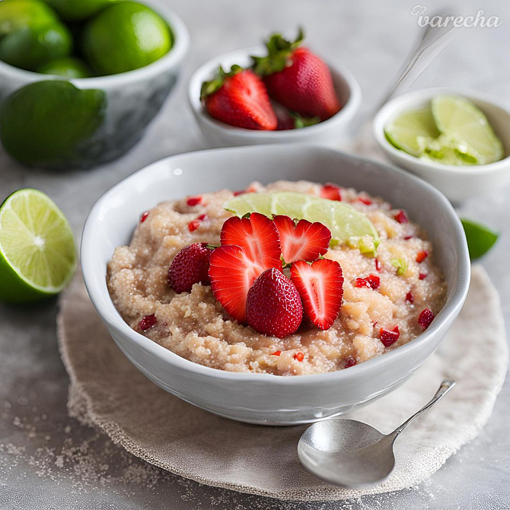 Quinoa puding s jahodami a limetkou