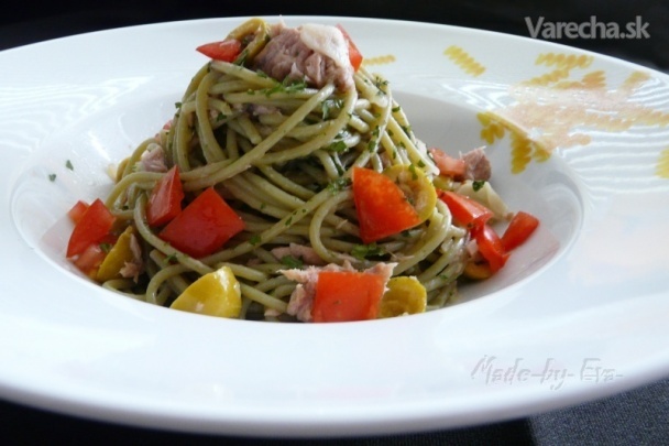 Špenátové špagety s tuniakom (fotorecept)