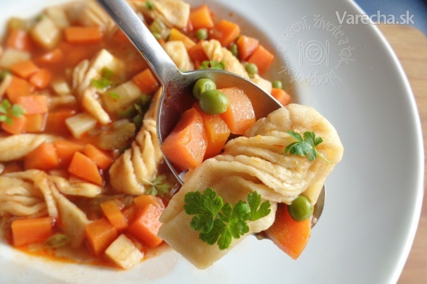 Zeleninová polievka s domácimi vrtuľami (fotorecept)