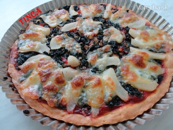Pizza špenátovo-hrušková s chilli (fotorecept)