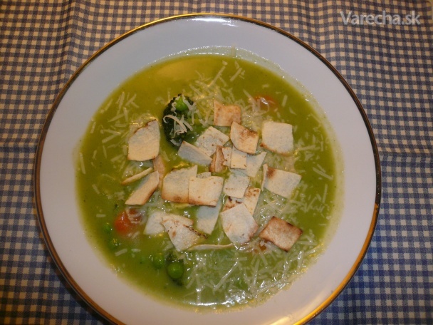 Krémová brokolicovo-hrášková polievka (fotorecept)