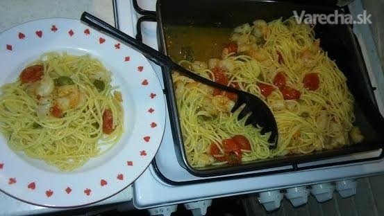 Pečené krevety so špagetami (fotorecept)