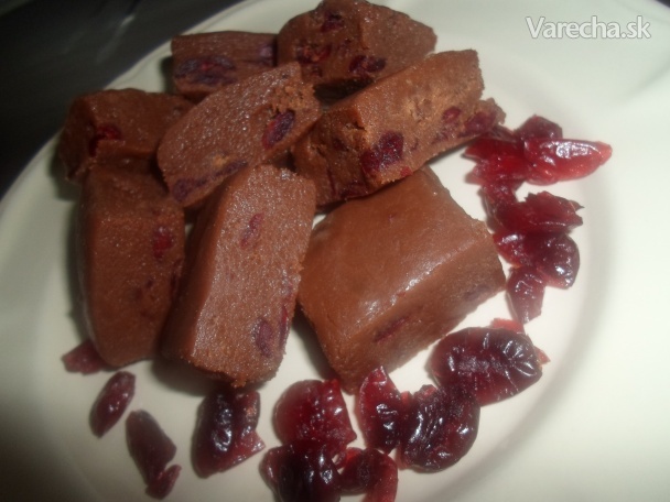 Čokoládový fondán s brusnicami (fotorecept)