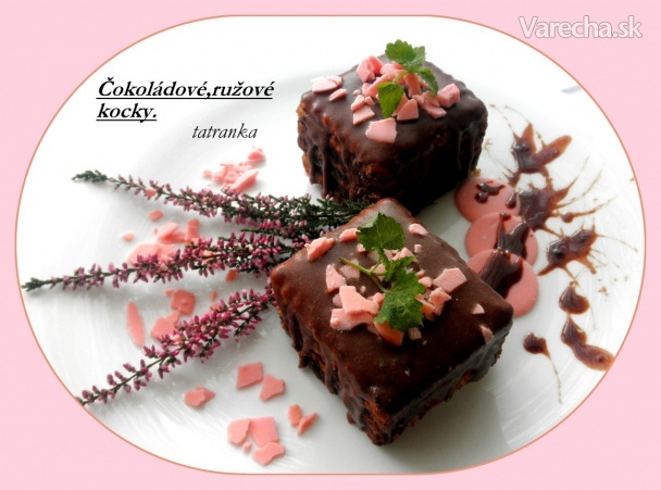 Čokoládové ružové kocky (fotorecept)