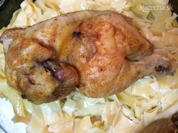 Pečené kurča so širokými rezancami (fotorecept)