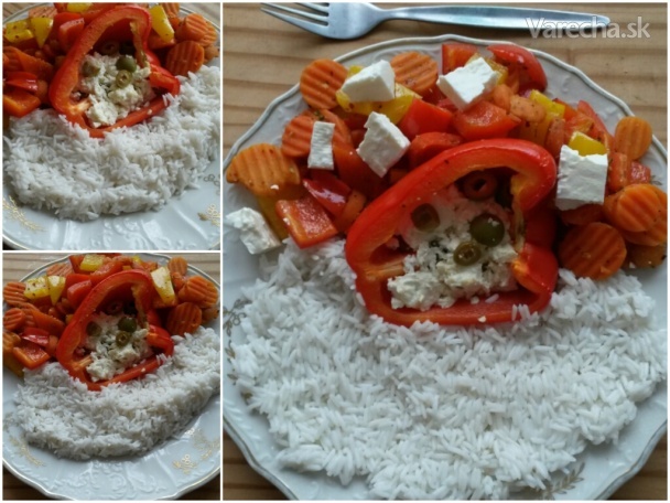 Pečená paprika s B-čkom na druhú - balkánsky syr a ryža Basmati 