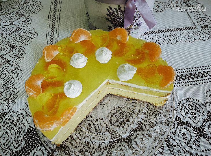 Torta s tvarohovým krémom a mandarínkami (fotorecept)