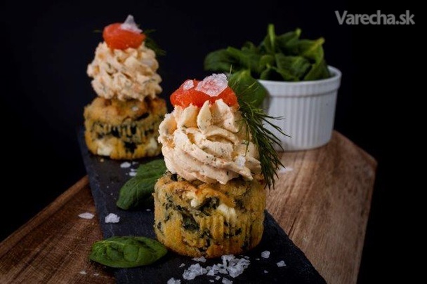 Špenátové cupcakes s lososovou penou
