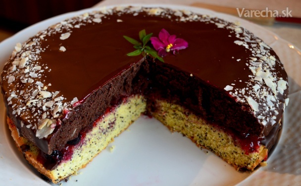 Makovo-čokoládová torta s čučoriedkami
