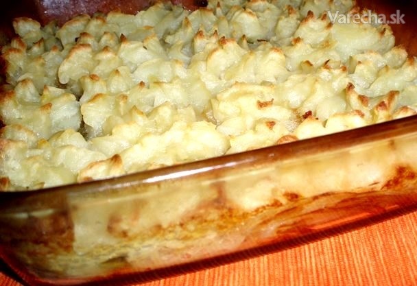 Čakanka s cibuľkou a cesnakom zapekaná so zemiakovou kašou (fotorecept)