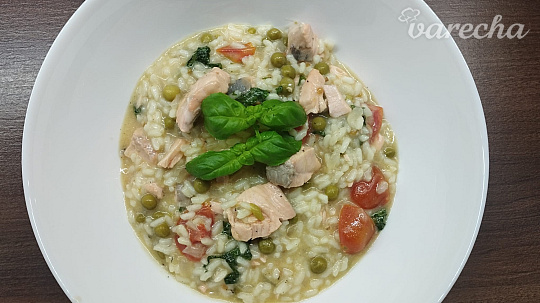 Krémové lososové rizoto s cherry paradajkami