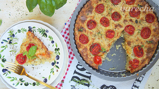Zemiakový koláč bez lepku s cherry paradajkami